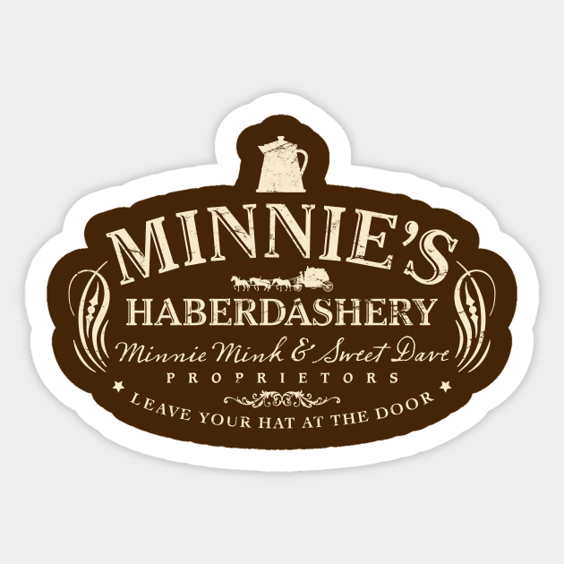 Minnie's Haberdashery - Light Print Sticker by Artboy